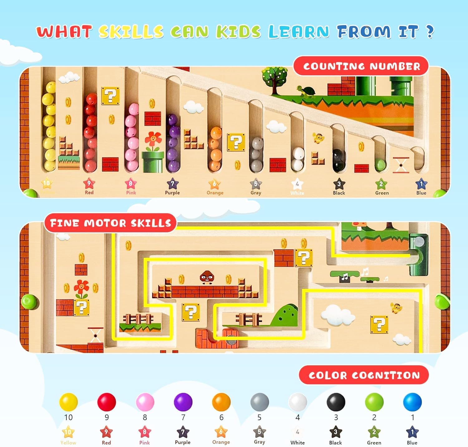Magnetic Color and Number Maze, Montessori Toys for 3 4 Years Old Preschoolers, Wooden Puzzle Activity Board, Early Developmental Learning Toddler Toys - Counting, Matching, Sorting, Fine Motor Magnetic Color and Number Maze, Montessori Toys for 3 4 Years Old Preschoolers, Wooden Puzzle Activity Board, Early Developmental Learning Toddler Toys - Counting, Matching, Sorting, Fine Motor